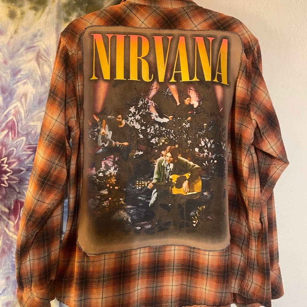 Upcycled Ariat Nirvana Graphic Plaid Shirt - Orange and Black
